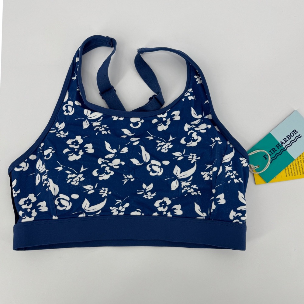 NEW Fair Harbor The Corliss Sports Bra Navy Blue Floral FHW002 Small NWT